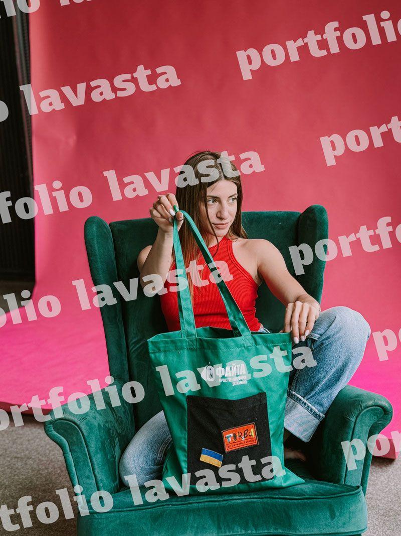 Зелена екосумка з зовнішньою кишенею з велкро-тканини — шопер із щільної бавовни з довгими ручками для щоденного використання без друку розмір: 38см × 42см