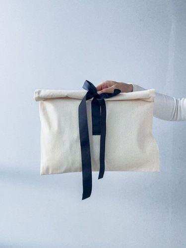 Подарунковий мішечок із саржі з бантом — екоупаковка для косметики, аксесуарів та подарунків без друку розмір: 35см х 30/40см