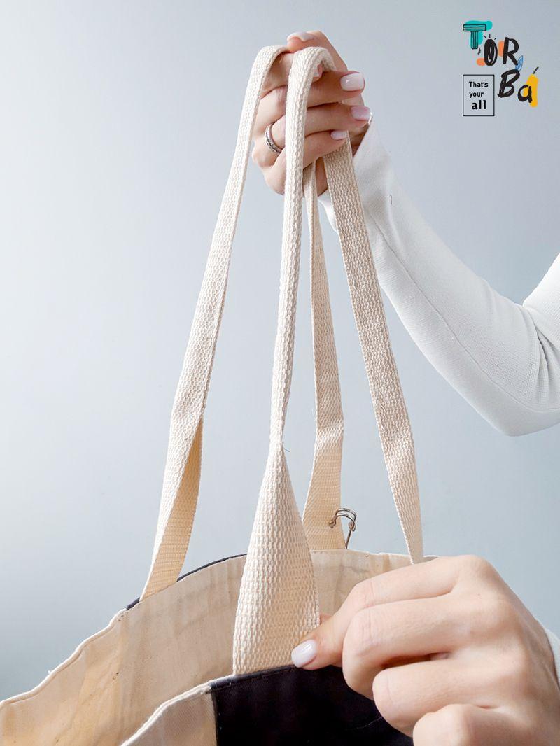 Зручна та стильна сумка-мішок з двох кольорів саржі, без друку, розмір: 55см х 40см х 10см