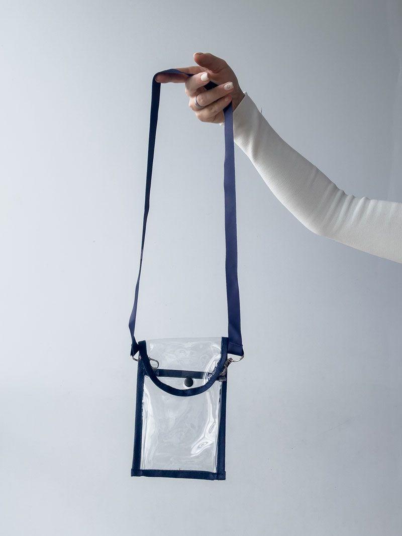 Прозора косметичка-сумочка з ПВХ з довгим ремінцем - компактний водостійкий органайзер для документів і дрібниць, без друку розмір: 10см х 12см х 2см