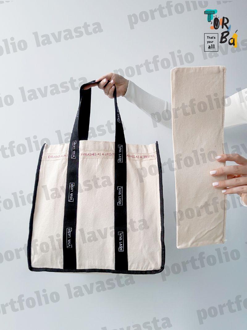 Містка тканинна торба для покупок та повсякденного використання, квадратна з довгими чорними стрічками, без друку, розмір: 40см х 40см х 12см 