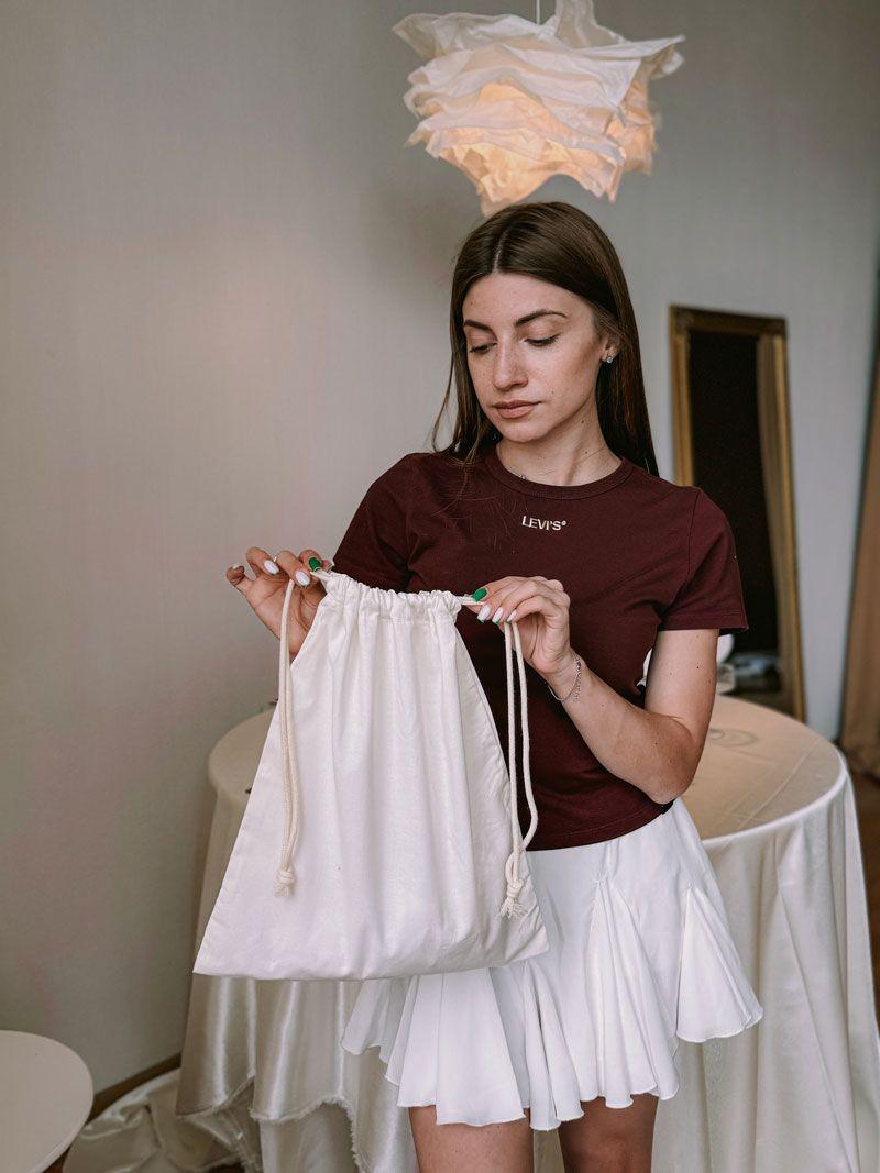 Рюкзак-мішок із натуральної бязі - екосумка на шнурках для зберігання, покупок і щоденного використання, без друку розмір: 30см х 35см