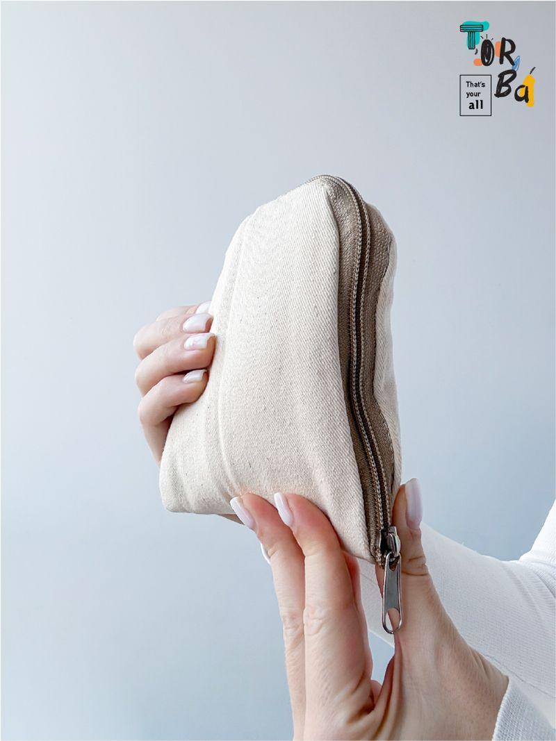 Світло-бежева сумка з натуральної тканини з дном на застібці-блискавці, без друку, розмір: 35см х 40см х 10см