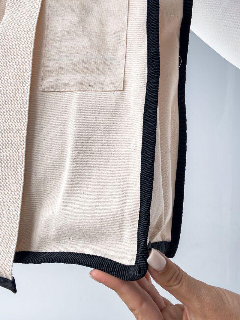 Сумка «Велкамбокс» із саржі з внутрішньою та зовнішньою кишенею – стильна тканинна коробка-сумка для подарунків та івентів без друку розмір: 38см х 30см х 12см