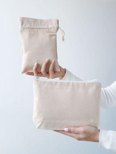 Еко-косметичка з натуральної тканини на блискавці, без друку, розмір: 25см х 18см х 5см