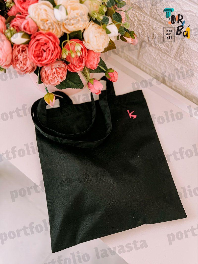 Черная экологическая сумка из саржи эконом. Стильная и крепкая для ежедневного использования. без печати Размер: 35см х 38см