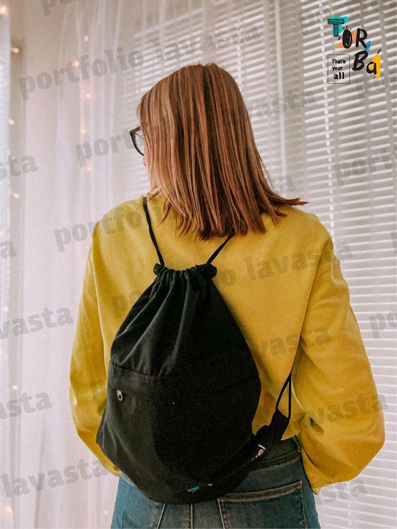 Котоновый рюкзачок для сменки с наружным карманом на замочке без печати Размер: 35cм х 40см