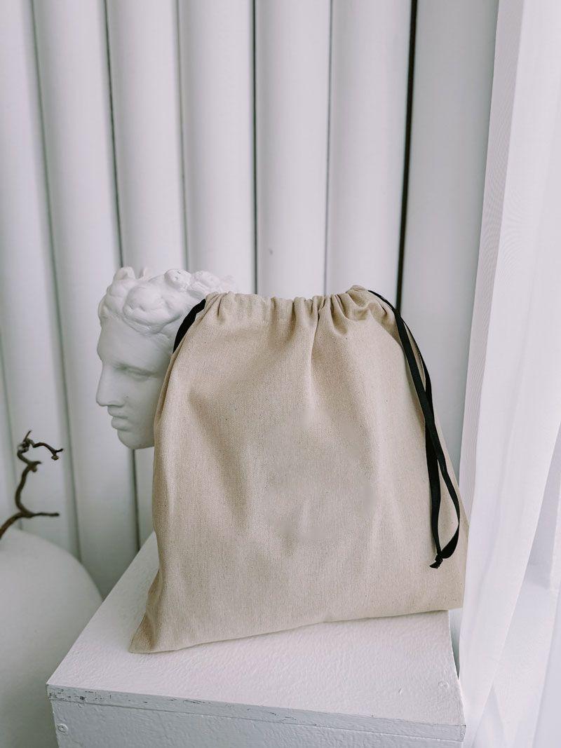 Мішечок із двонитки з темно-синім шнурком – багаторазовий еко-мішечок для зберігання та подарункової упаковки без друку розмір: 37см х 37см