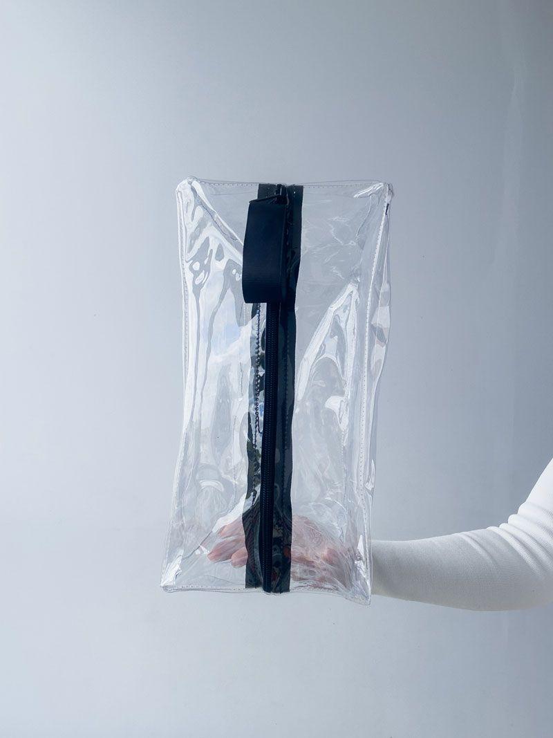 Прозора велика косметичка з ПВХ із блискавкою - водостійкий органайзер для подорожей і зберігання, без друку розмір: 30см х 35см х 15см