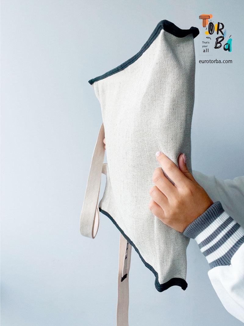 Сумка из брезента с черной окантовкой ручками нахлест по всей высоте без печати Размер: 40cм х 50см х 5см