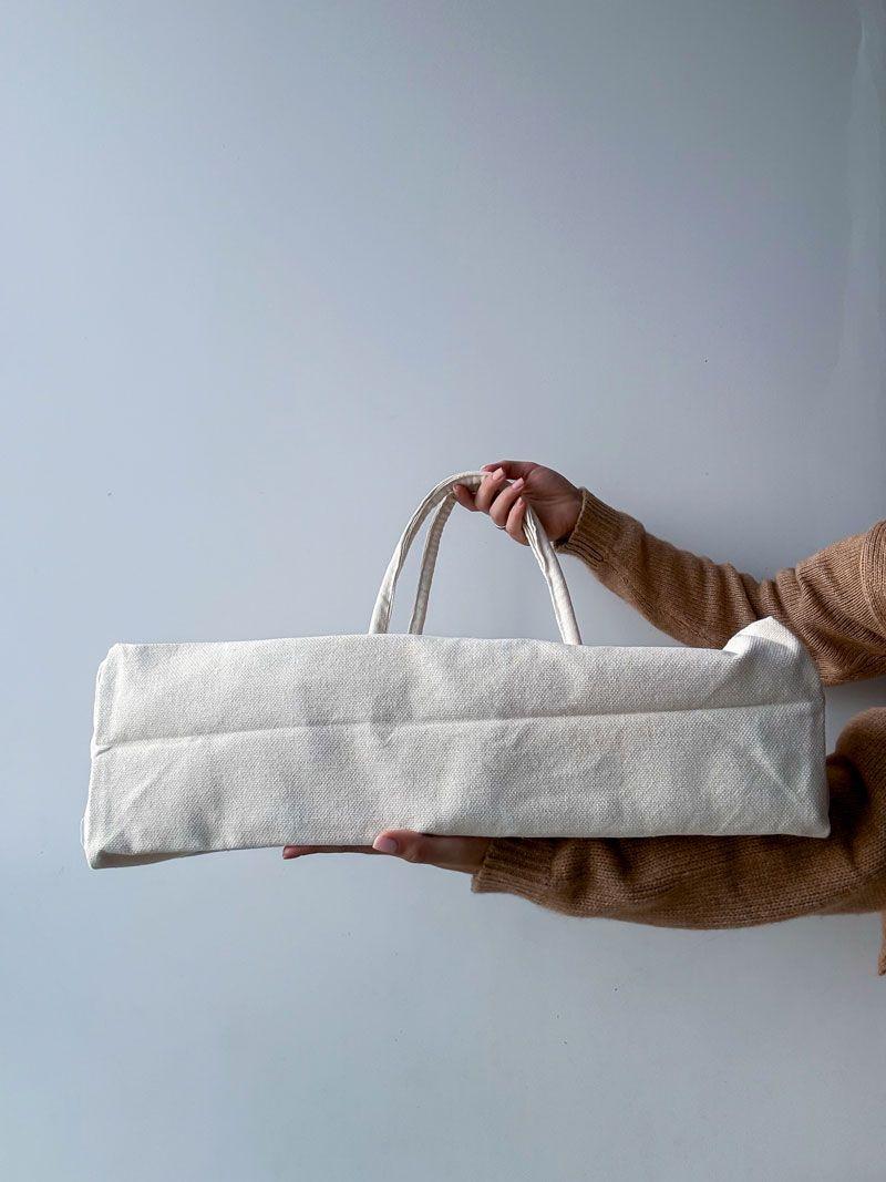 Шопер із саржі - стильний та зручний для щоденного використання, без друку, розмір: 50cм х 35см х 18см