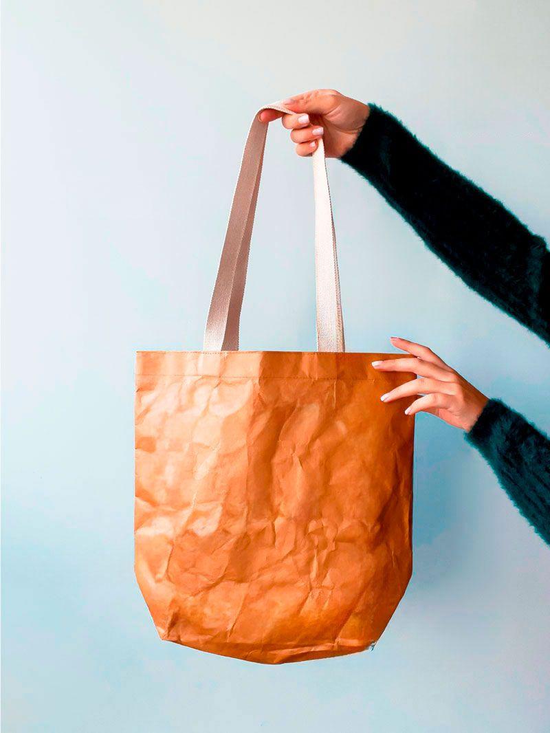 Сумка шопер сумка с тайвеком горчичного цвета с дном без печати Размер: 39cм х 36см х 10см