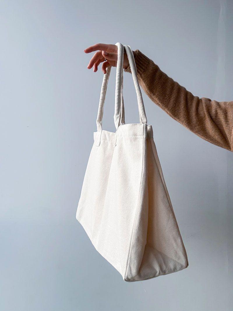 Шопер із саржі - стильний та зручний для щоденного використання, без друку, розмір: 50cм х 35см х 18см