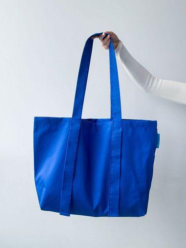 Яскрава синя шопер-сумка з саржі - міцна екосумка для покупок і щоденного використання без друку розмір: 60 см х 40 см х 15 см