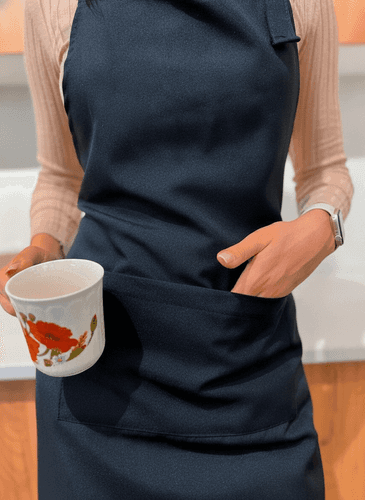 Black Gabardine Apron with Kalyna Print