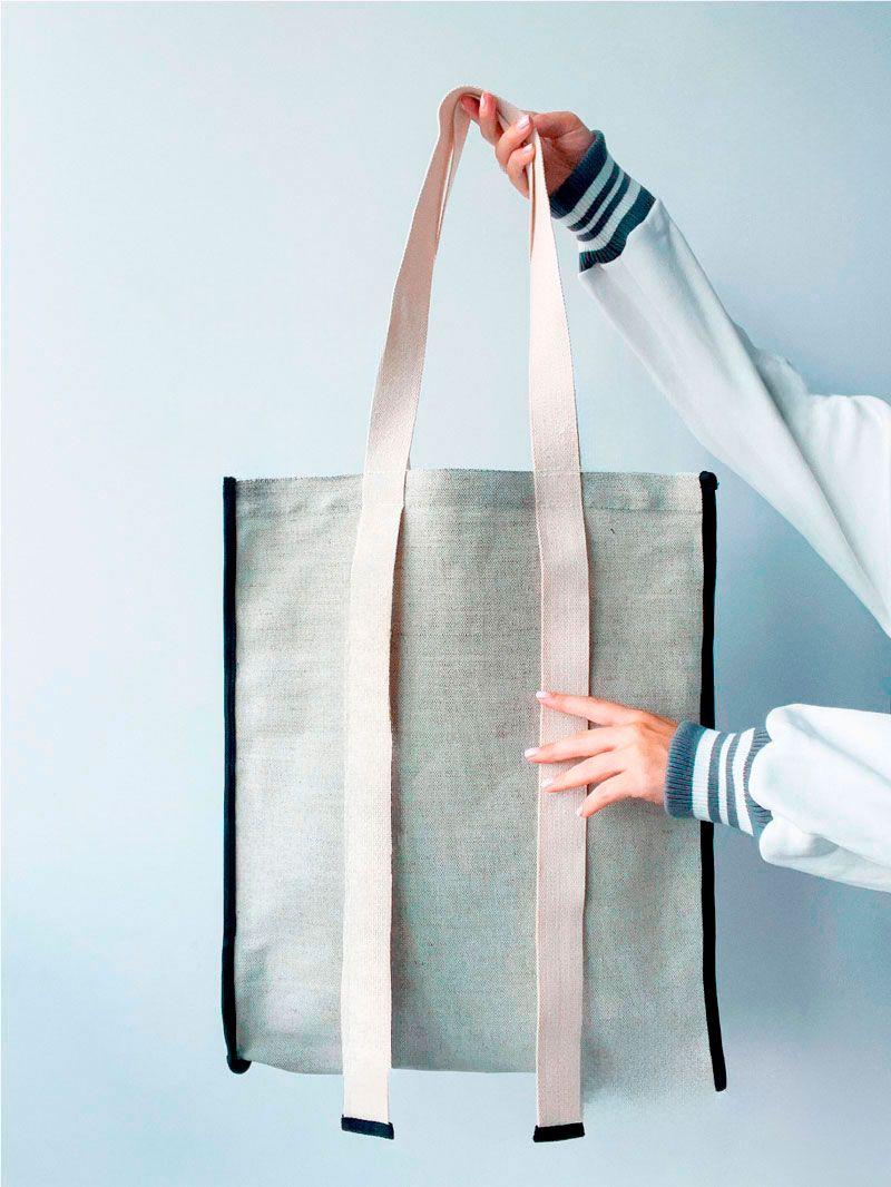 Сумка из брезента с черной окантовкой ручками нахлест по всей высоте без печати Размер: 40cм х 50см х 5см