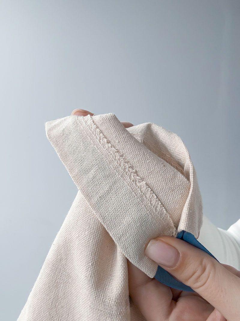 Мішечок із двонитки з синьою репсовою стрічкою-зав’язкою – міцний тканинний пакет для аксесуарів та подарунків без друку розмір: 12см х 20см