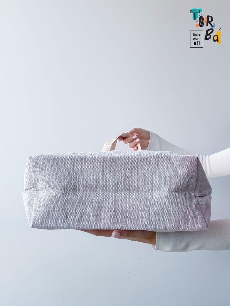 Об'ємний шопер з канвасу та брезенту, в в двох кольорах, без друку, розмір: 46см х 31см х 13см