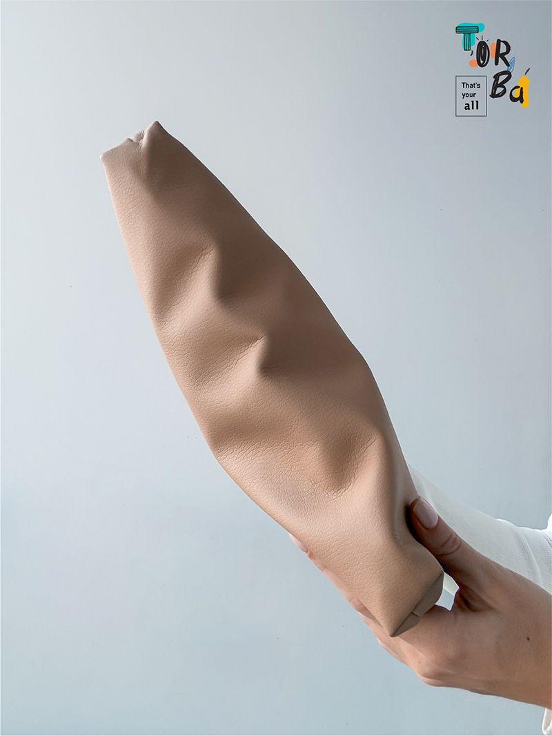 Трендовая бежевая косметичка из экокожи на магните, без печати, размер: 30см х 25см х10см