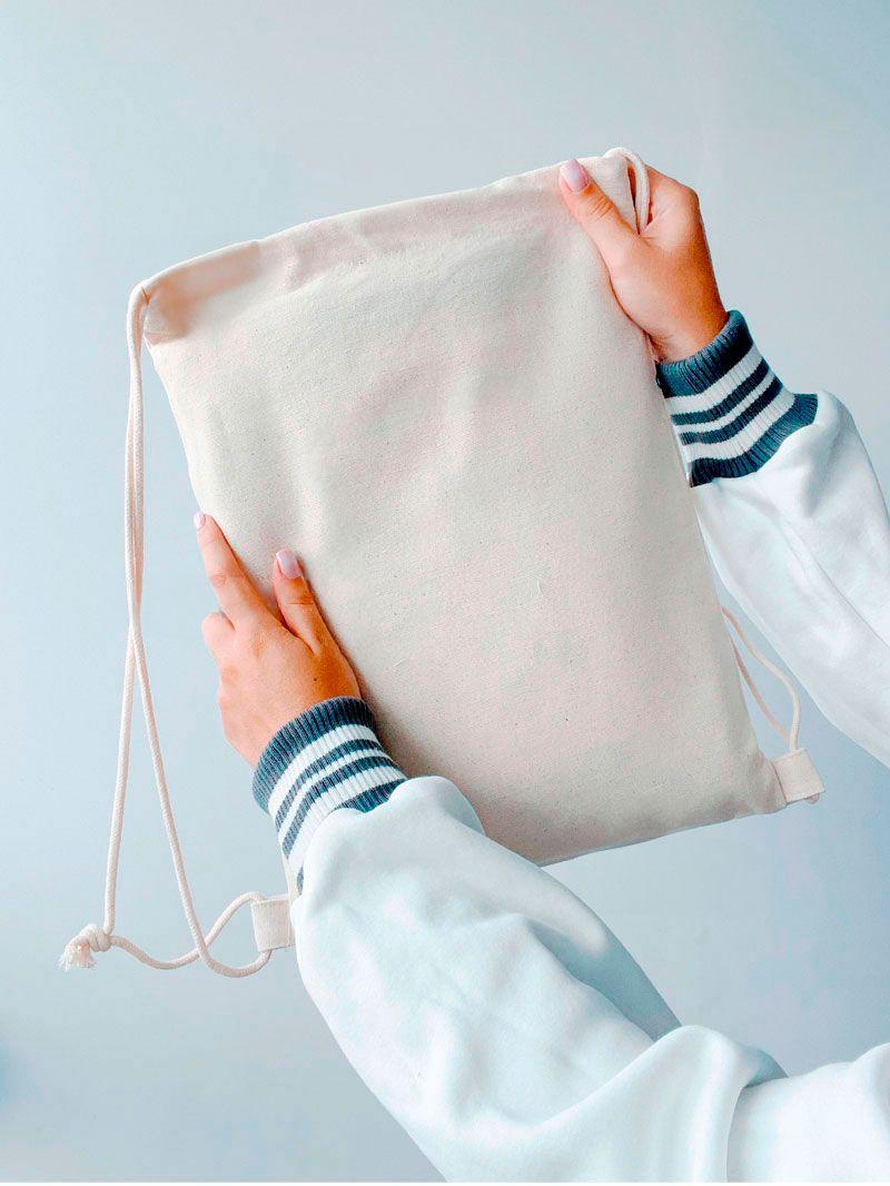 Рюкзачок ссуженный для сменки из двунитки без печати Размер: 35cм х 25см