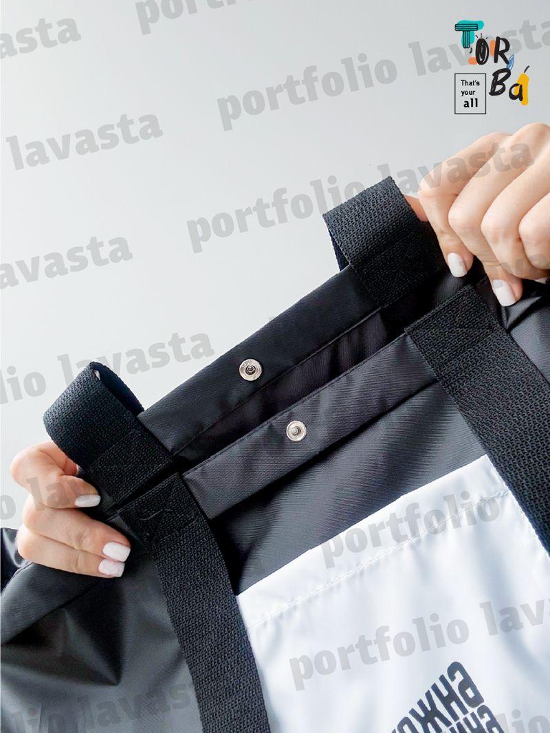 Чорний великий шопер з дном, з водовідштовхувальної плащової тканини, без друку, розмір: 50см х 35см х 8см