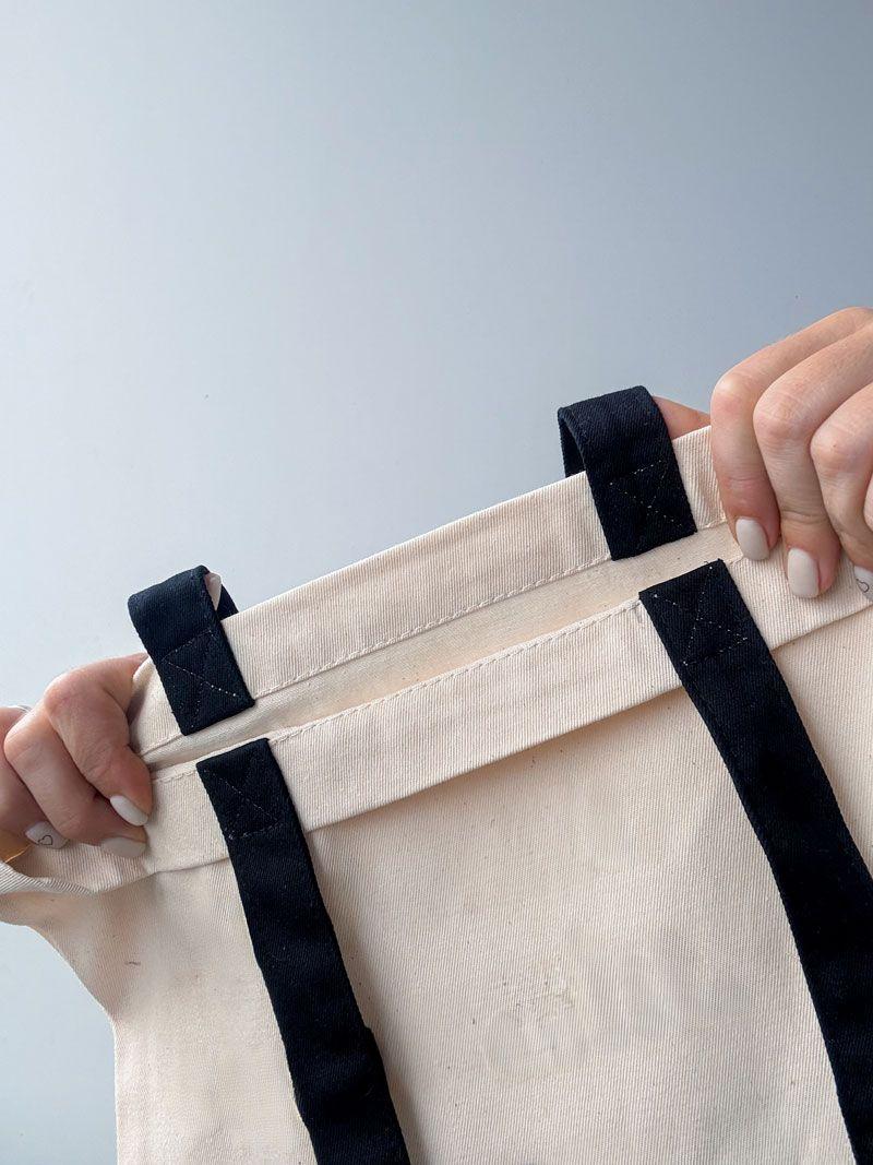 Еко-сумка з саржі з контрастними ручками - класичний бавовняний шопер для покупок, міста та щоденного використання без друку розмір: 36см х 40см