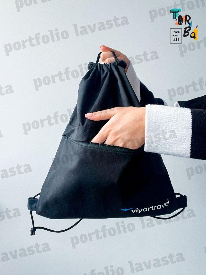 Котоновый рюкзачок для сменки с наружным карманом на замочке без печати Размер: 35cм х 40см