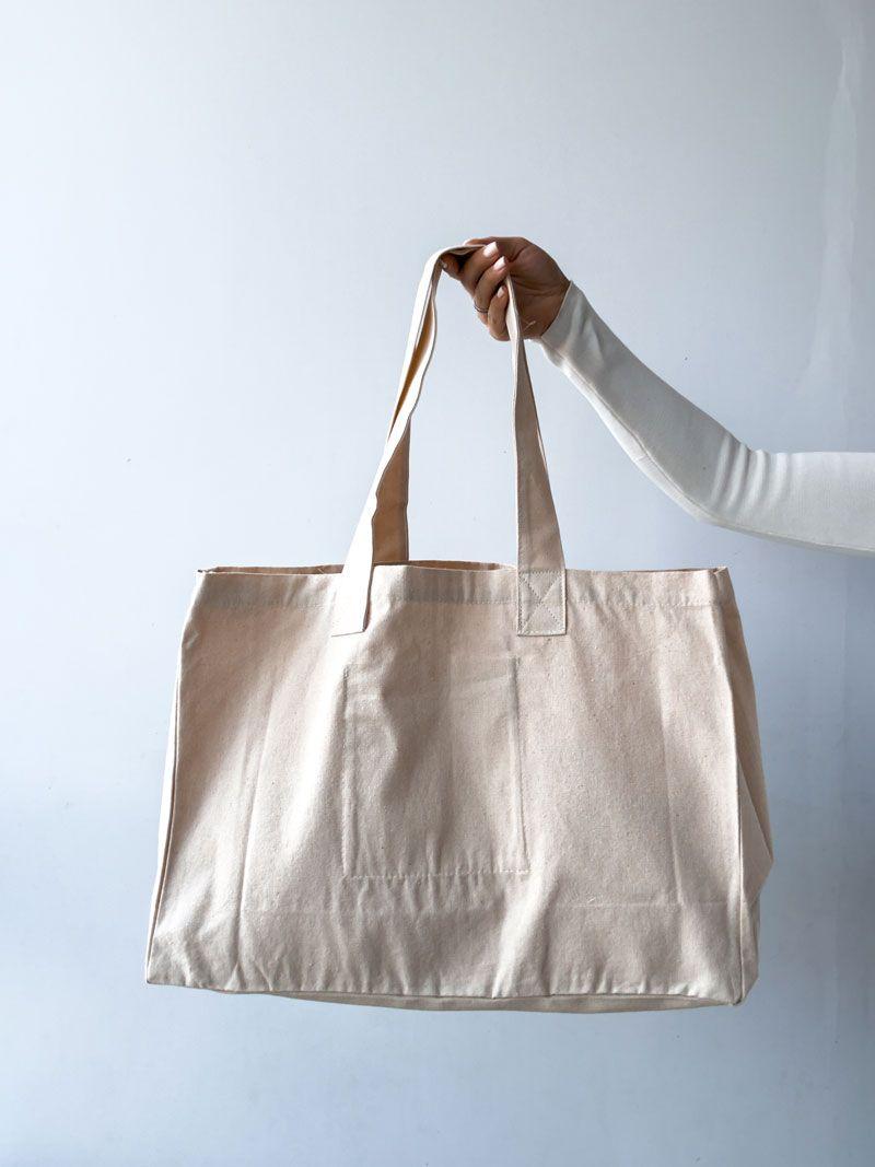 Сумка з боковою вставкою з двонитки з ущільненим дном – міцна еко-сумка для покупок і щоденного використання без друку розмір: 50см х 35см х 15см