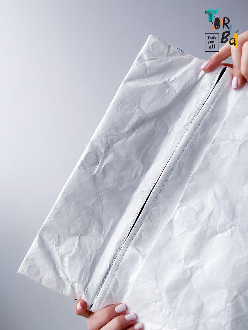 Стильный белый трехслойный клатч-конверт из тайвека, без печати, размер: 35,5см х 23см