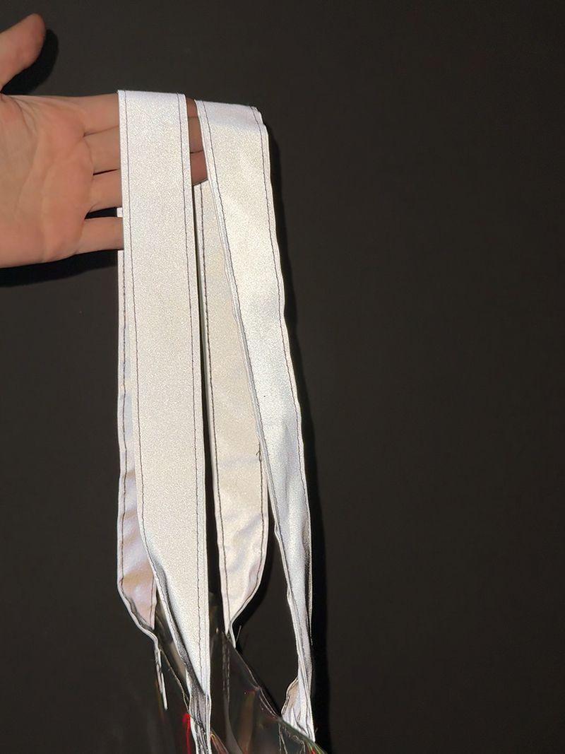 Эффектная трендовая голографическая сумка-шопер, без печати, размер: 40см х 40см х 10см