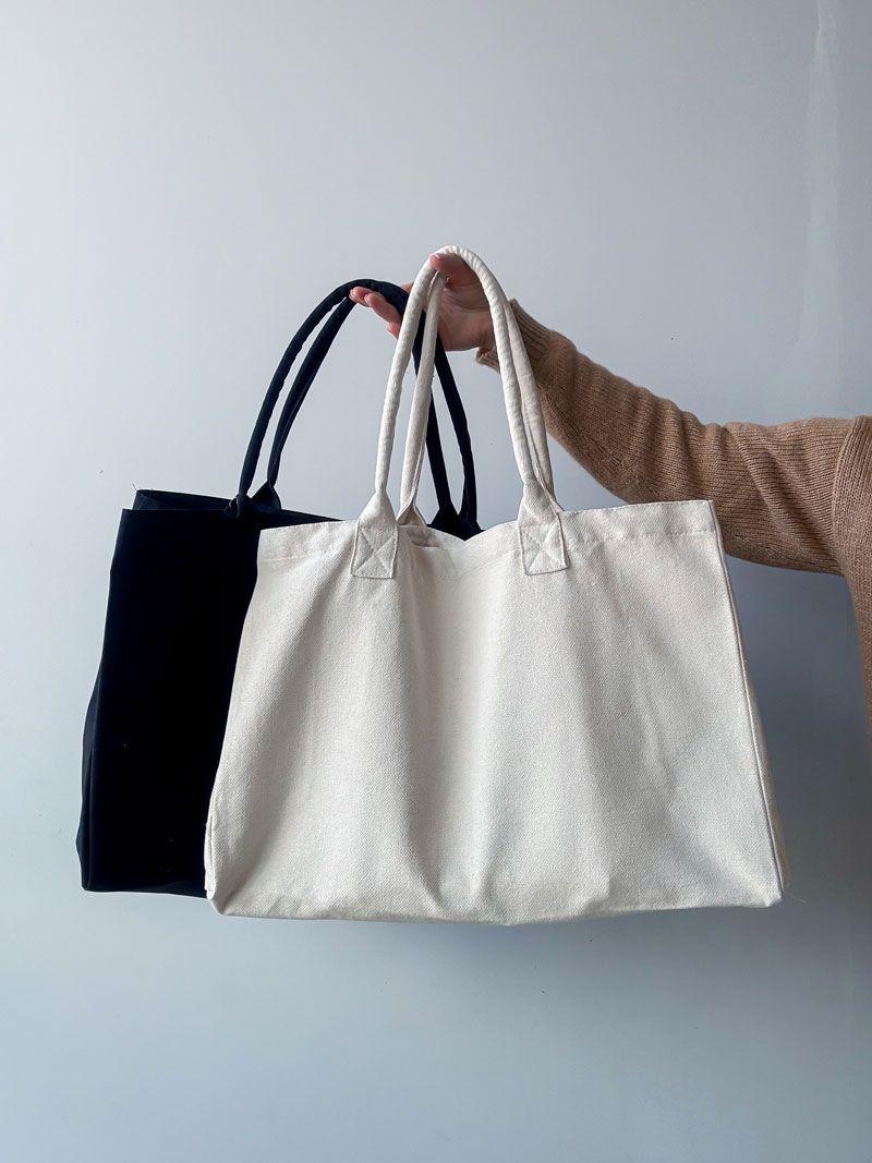 Шопер із саржі - стильний та зручний для щоденного використання, без друку, розмір: 50cм х 35см х 18см
