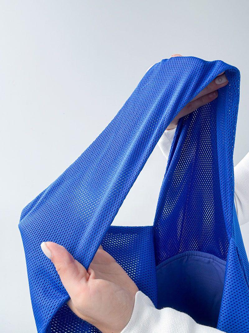 Трикотажна сумка з ручками зі спортивної сітки - стильна текстильна еко-сумка для тренувань, прогулянок та щоденного використання без друку розмір: 35см х 63см