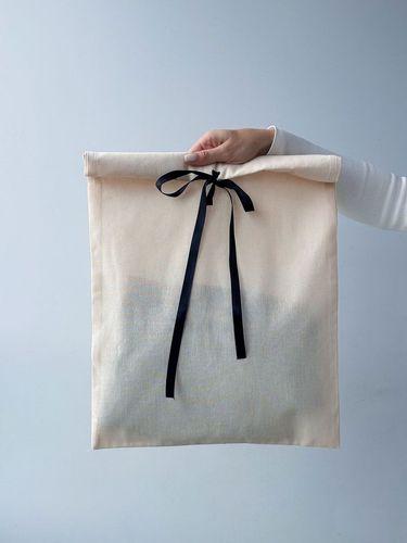 Мішечок із бязі з відворотом і стрічкою - текстильна упаковка для одягу, подарунків та зберігання без друку розмір: 37см × 55см