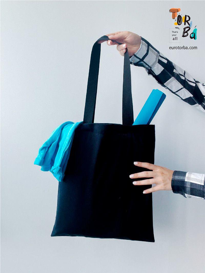 Шопер из бязи черный "Я с Украины" с печатью Размер: 35см х 40см