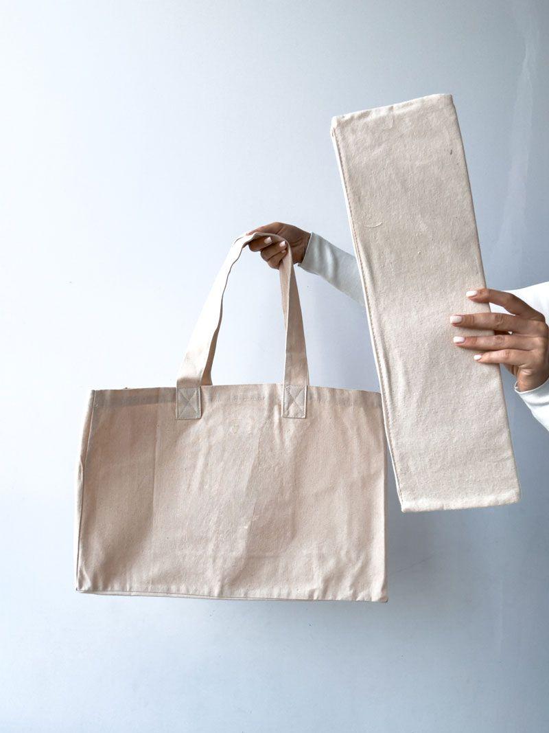 Сумка з боковою вставкою з двонитки з ущільненим дном – міцна еко-сумка для покупок і щоденного використання без друку розмір: 50см х 35см х 15см