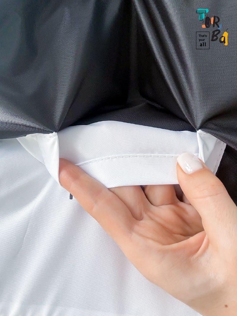 Чорний великий шопер з дном, з водовідштовхувальної плащової тканини, без друку, розмір: 50см х 35см х 8см