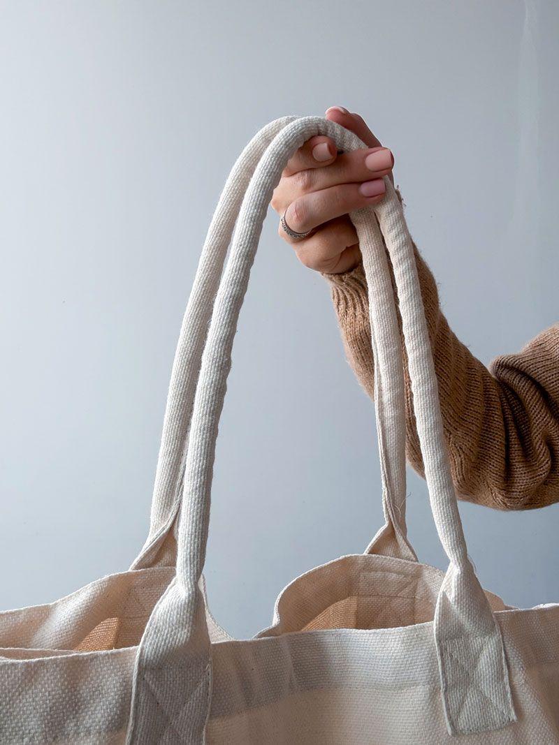 Шопер із саржі - стильний та зручний для щоденного використання, без друку, розмір: 50cм х 35см х 18см