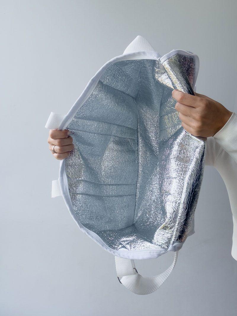 Біла термосумка-ланчбокс із плащівки з ручками - містка ізотермічна сумка-холодильник для їжі та напоїв без друку, розмір: 40см х 30см х 20см