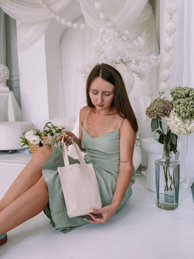 Сумка-шопер із двонитки з боковою вставкою та короткими ручками – міцна еко-сумка для покупок і щоденного використання без друку розмір: 20см х 25см х 5см