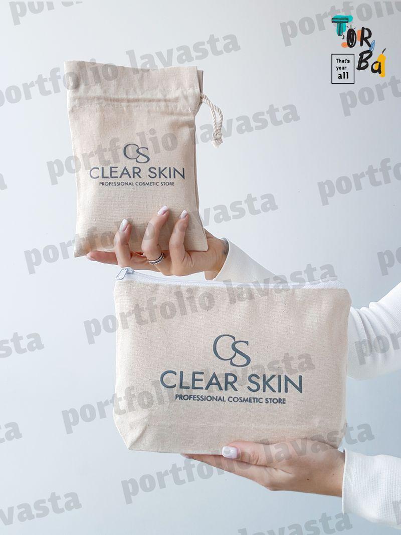 Еко-косметичка з натуральної тканини на блискавці, без друку, розмір: 25см х 18см х 5см