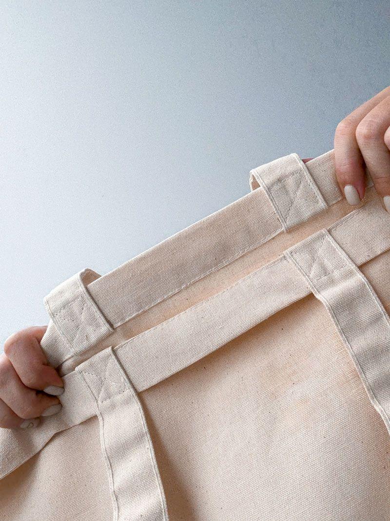 Бежева шопер-сумка з двунитки - містка екосумка з натуральної тканини для покупок і щоденного використання без друку, розмір: 52см х 42см х 10см