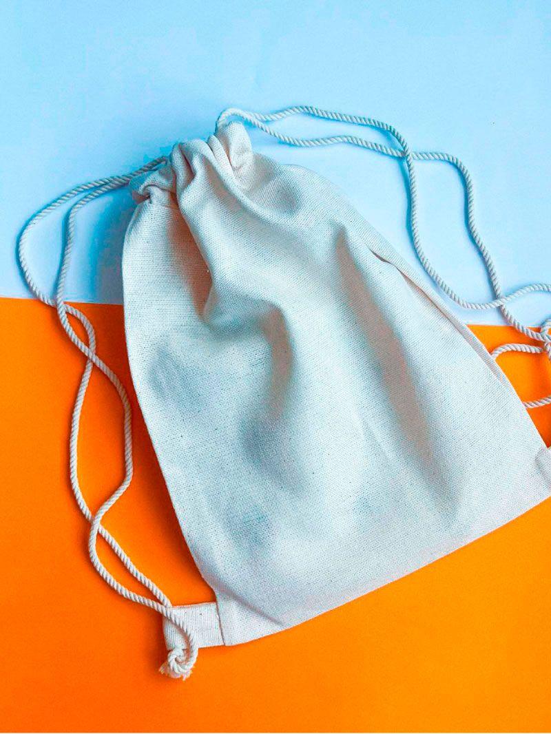 Сумка-рюкзак светлый из двунитки смешанный без печати Размер: 30см х 40см