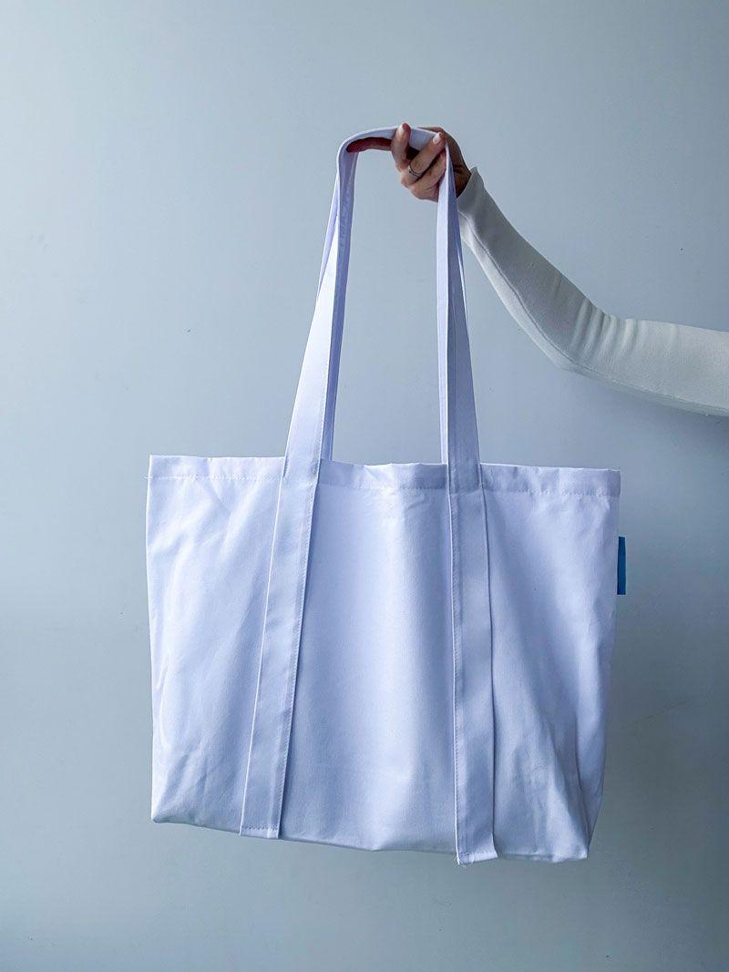 Яскрава синя шопер-сумка з саржі - міцна екосумка для покупок і щоденного використання без друку розмір: 60 см х 40 см х 15 см