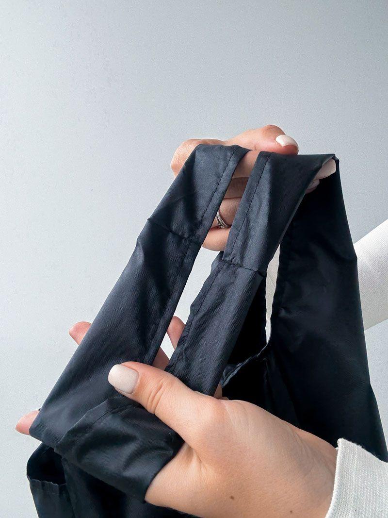 Чорна сумка-пакет з плащової тканини - легка складна екосумка для покупок і щоденного використання без друку розмір: 35см × 60см × 14см