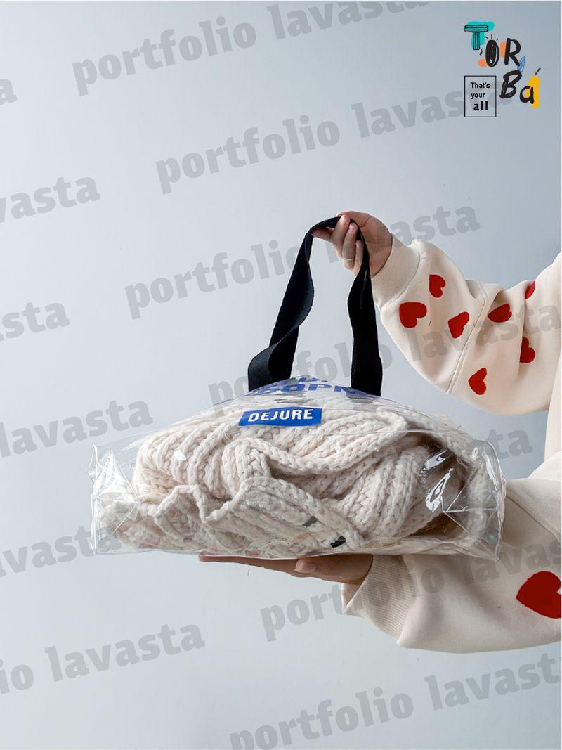 Прозрачная, крепкая силиконовая сумка с черной ручкой, без печати, размер: 38см х 42см х 7см