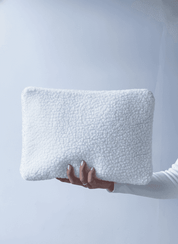 White sherpa-lined laptop sleeve with zipper