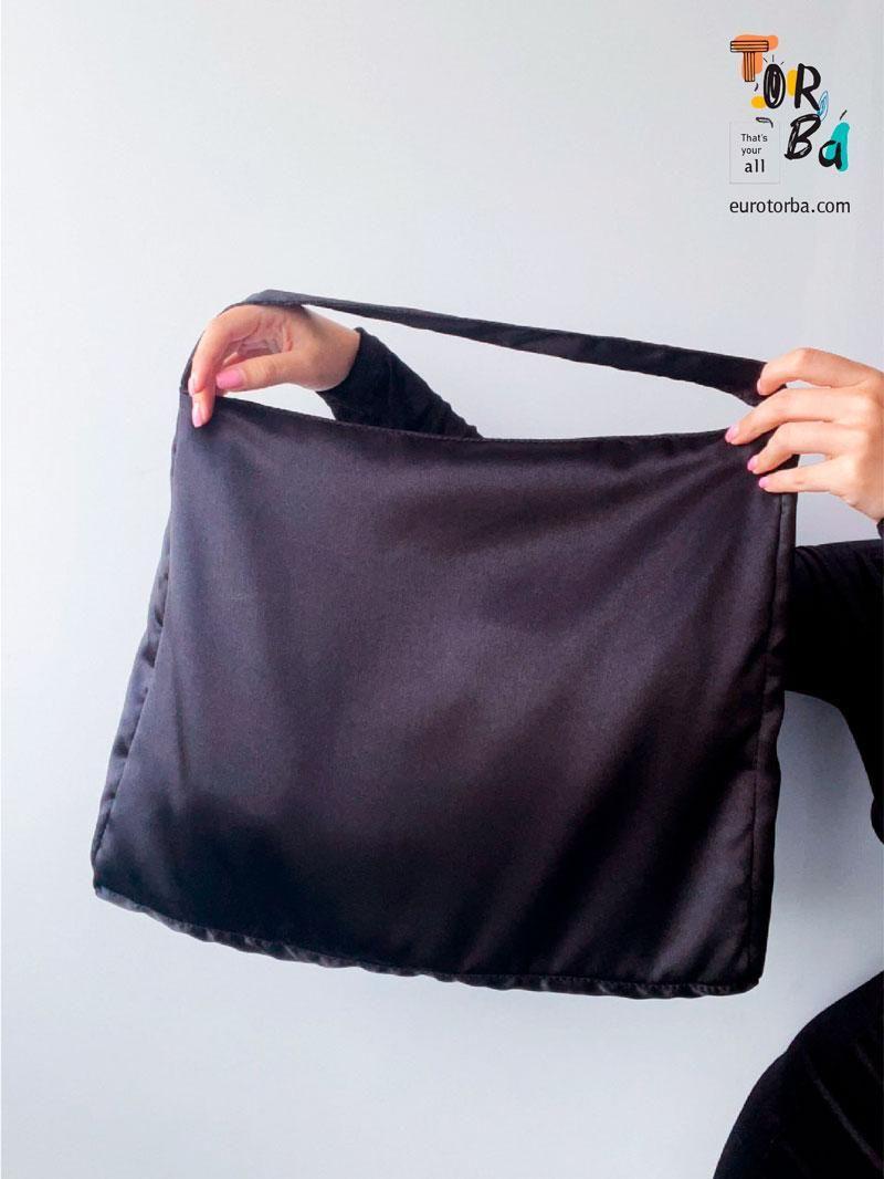 Сумка шопер из атласа с уплотненным дном и одной ручкой без печати Размер: 45cм х 35см х 7см