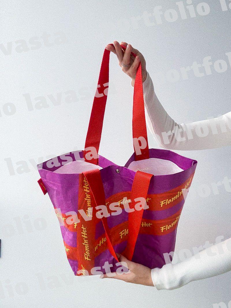 Шопер-сумка з Тайвеку - ультралегка водостійка екосумка з червоними ручками для покупок і streetwear-образів без друку розмір: 49см х 32см х 20см