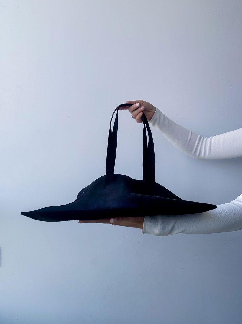 Еко сумка-шопер із щільної двонитки - чорна плоска тканинна сумка з довгими ручками для покупок і щоденного використання без друку розмір: 40 см х 40 см