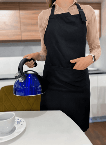 Black Gabardine Printed Apron